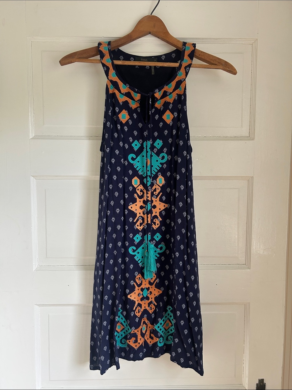 THML Navy Top with White Diamond Print
